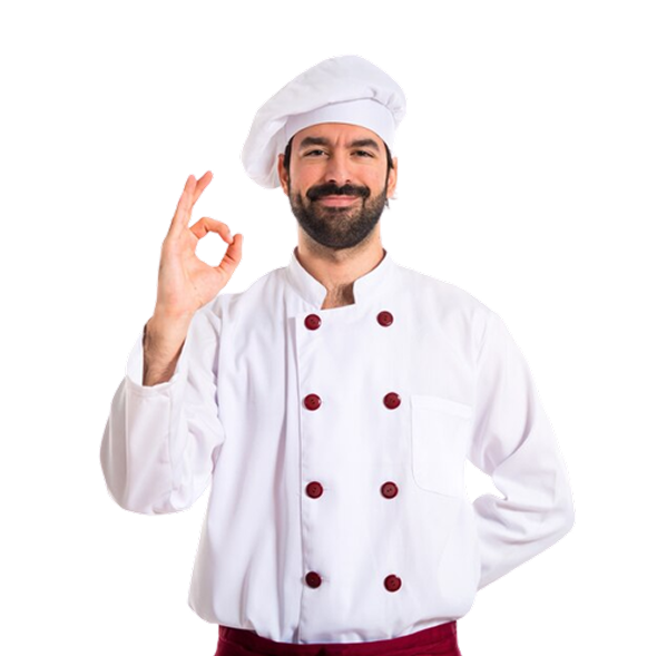 Chef making ok sign over white background